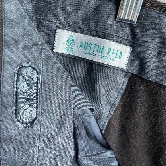 Austin Reed Trousers Mens Size 42 Pants Brown Wool Blend Pleated Casual London - Picture 7 of 10